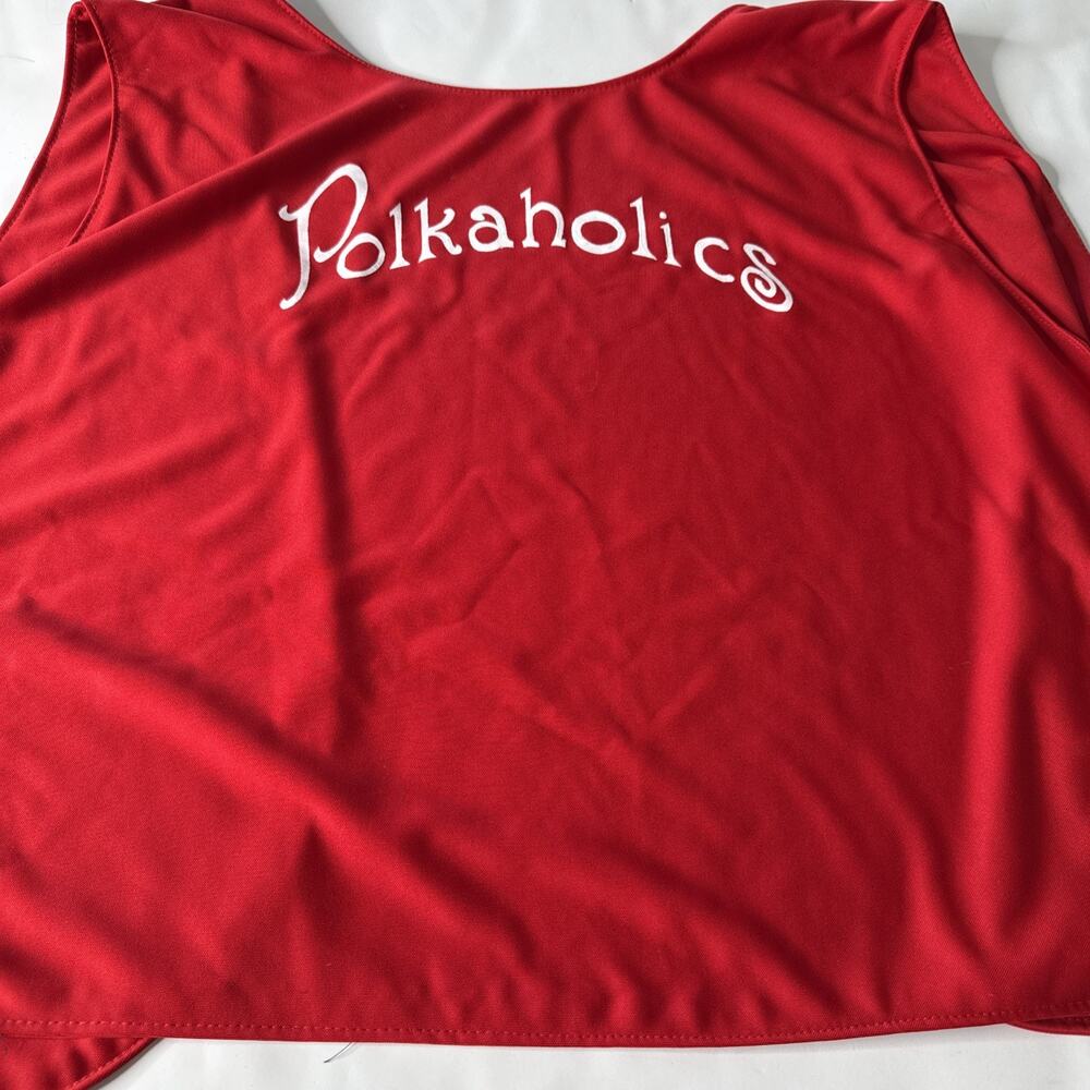 Vtg Polkaholics Red Vest Men Sz M Polka Music Funny Dance Costume Party - Picture 2 of 8